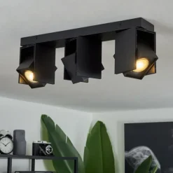 Plafonnier Prassinet Noir, 3 lumières