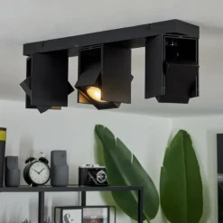 Plafonnier Prassinet Noir, 3 lumières
