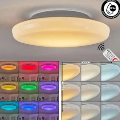 Plafonnier Ral LED Argenté, Blanc, 1 lumière, Télécommandes, Changeur de couleurs