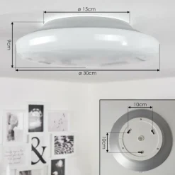 Plafonnier Ral LED Argenté, Blanc, 1 lumière, Télécommandes, Changeur de couleurs