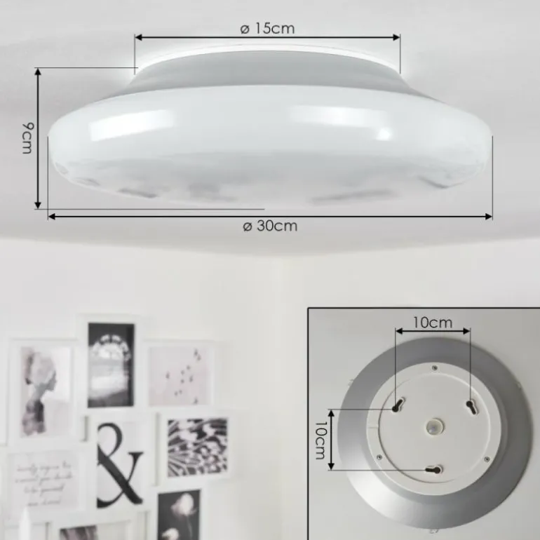 Plafonnier Ral LED Argenté, Blanc, 1 lumière, Télécommandes, Changeur de couleurs