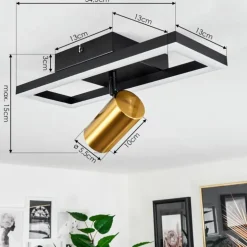 Plafonnier Reboleiro LED Noir, 2 lumières