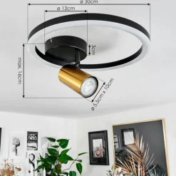 Plafonnier Reboleiro LED Noir, 2 lumières