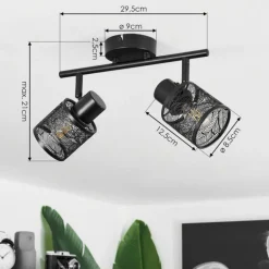 Plafonnier Roto Noir, 2 lumières