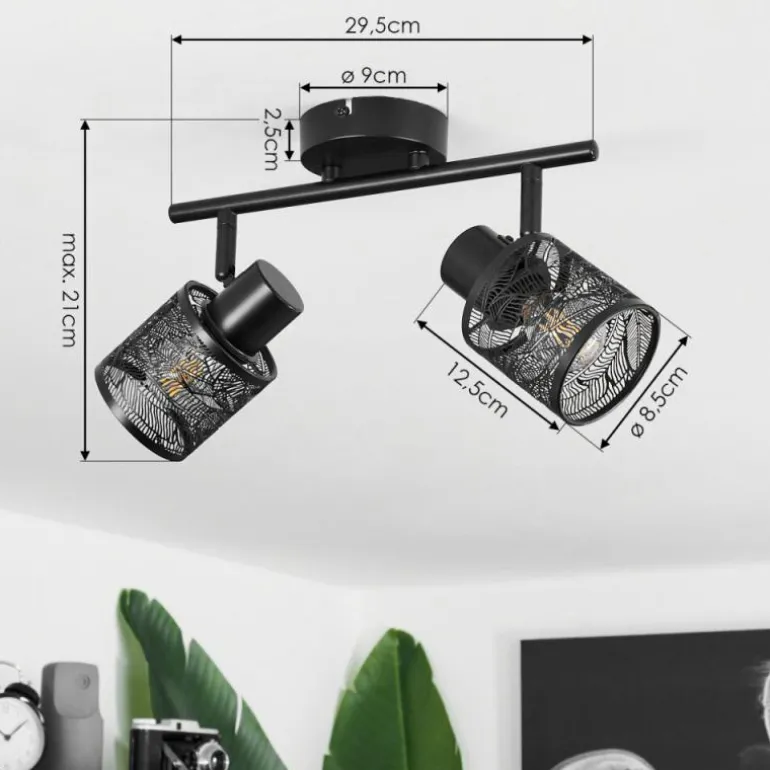 Plafonnier Roto Noir, 2 lumières