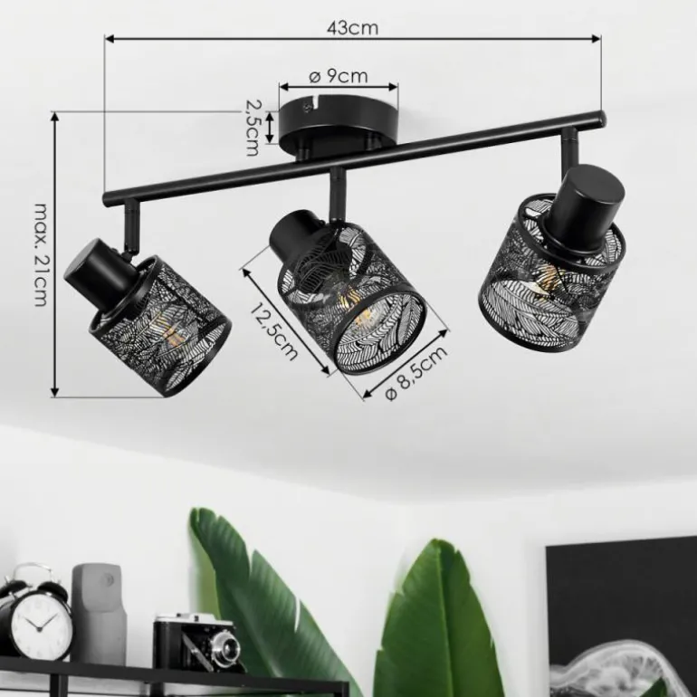 Plafonnier Roto Noir, 3 lumières