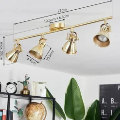 Plafonnier Salinas LED Laiton, 4 lumières