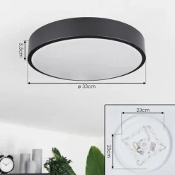Plafonnier Samaira LED Noir, 1 lumière