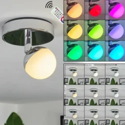 Plafonnier Sanchequias LED Chrome, 1 lumière, Télécommandes, Changeur de couleurs