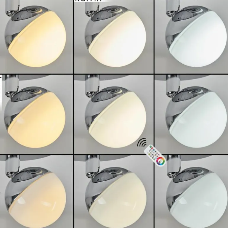 Plafonnier Sanchequias LED Chrome, 1 lumière, Télécommandes, Changeur de couleurs