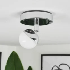 Plafonnier Sanchequias LED Chrome, 1 lumière, Télécommandes, Changeur de couleurs