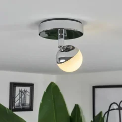 Plafonnier Sanchequias LED Chrome, 1 lumière, Télécommandes, Changeur de couleurs
