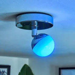 Plafonnier Sanchequias LED Chrome, 1 lumière, Télécommandes, Changeur de couleurs