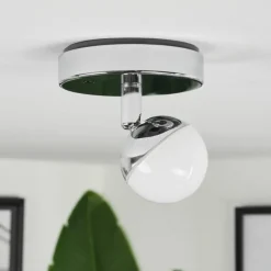 Plafonnier Sanchequias LED Chrome, 1 lumière, Télécommandes, Changeur de couleurs