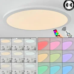 Plafonnier Sani LED Blanc, 1 lumière, Télécommandes, Changeur de couleurs