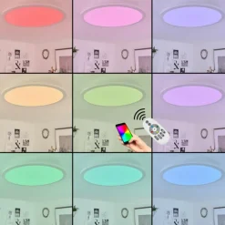 Plafonnier Sani LED Blanc, 1 lumière, Télécommandes, Changeur de couleurs