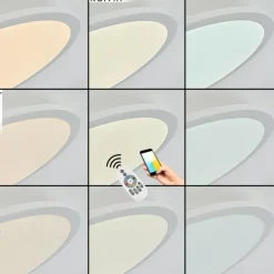 Plafonnier Sani LED Blanc, 1 lumière, Télécommandes, Changeur de couleurs