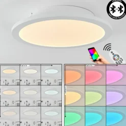 Plafonnier Sani LED Blanc, 1 lumière, Télécommandes, Changeur de couleurs