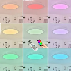 Plafonnier Sani LED Blanc, 1 lumière, Télécommandes, Changeur de couleurs