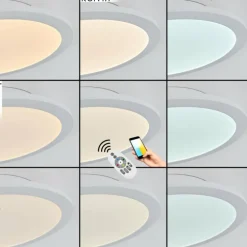 Plafonnier Sani LED Blanc, 1 lumière, Télécommandes, Changeur de couleurs