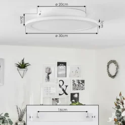 Plafonnier Sani LED Blanc, 1 lumière, Télécommandes, Changeur de couleurs