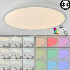 Plafonnier Sani LED Blanc, 1 lumière, Télécommandes, Changeur de couleurs