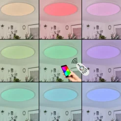 Plafonnier Sani LED Blanc, 1 lumière, Télécommandes, Changeur de couleurs