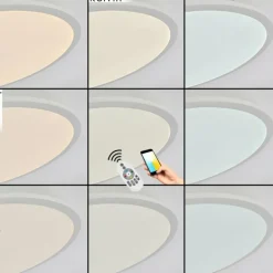 Plafonnier Sani LED Blanc, 1 lumière, Télécommandes, Changeur de couleurs