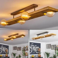 Plafonnier Santorum Argent Oxydé, Écru, 4 lumières