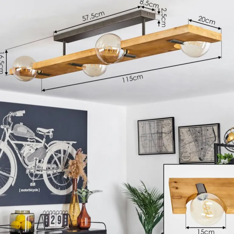 Plafonnier Santorum Argent Oxydé, Écru, 4 lumières