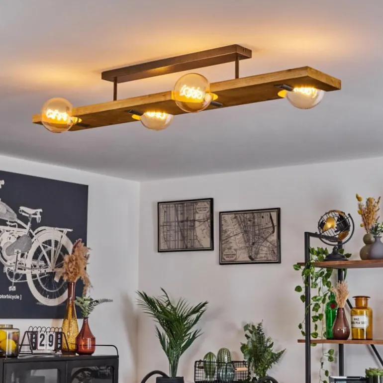 Plafonnier Santorum Argent Oxydé, Écru, 4 lumières