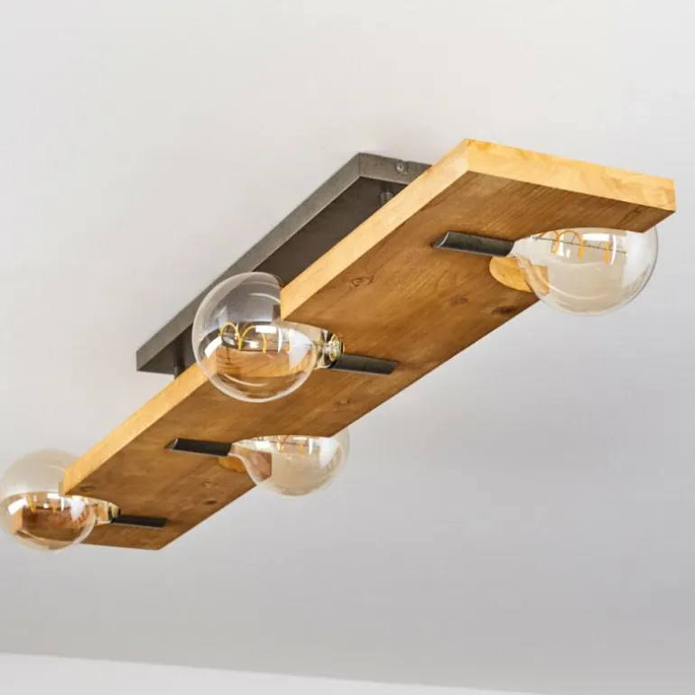 Plafonnier Santorum Argent Oxydé, Écru, 4 lumières