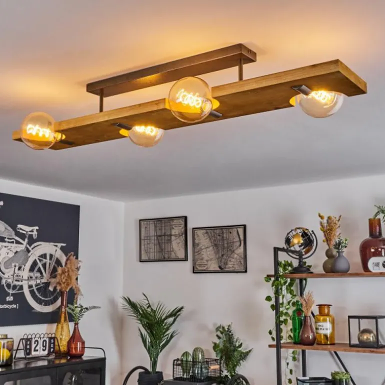 Plafonnier Santorum Argent Oxydé, Écru, 4 lumières