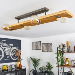 Plafonnier Santorum Argent Oxydé, Écru, 4 lumières