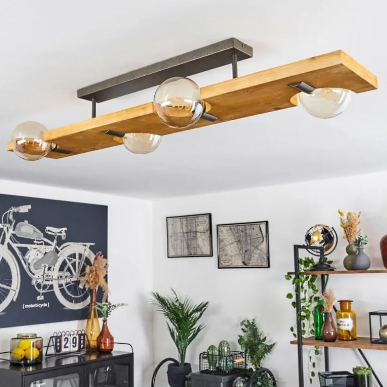 Plafonnier Santorum Argent Oxydé, Écru, 4 lumières