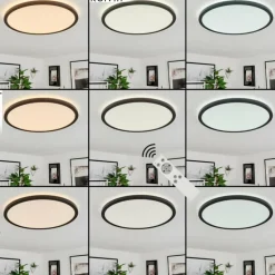 Plafonnier Sasinhosa LED Noir, 1 lumière, Télécommandes