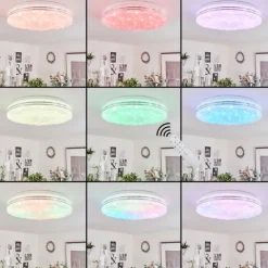 Plafonnier Savardeix LED Chrome, Blanc, 1 lumière, Télécommandes, Changeur de couleurs