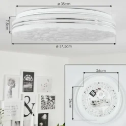 Plafonnier Savardeix LED Chrome, Blanc, 1 lumière, Télécommandes, Changeur de couleurs