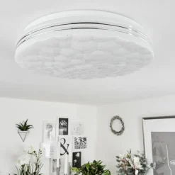 Plafonnier Savardeix LED Chrome, Blanc, 1 lumière, Télécommandes, Changeur de couleurs