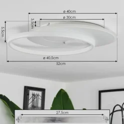 Plafonnier Selim LED Blanc, 1 lumière, Télécommandes