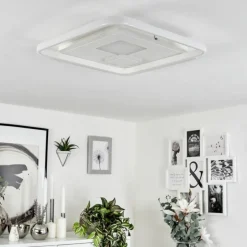 Plafonnier Selim LED Blanc, 1 lumière, Télécommandes