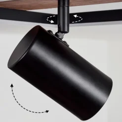 Plafonnier Sequeira LED Bois clair, Couleur bois, Noir, 2 lumières