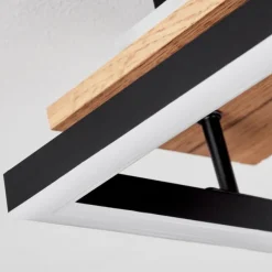 Plafonnier Sequeira LED Bois clair, Couleur bois, Noir, 3 lumières