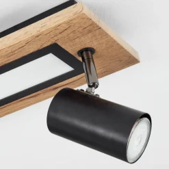 Plafonnier Sequeira LED Couleur bois, Noir, Blanc, 3 lumières