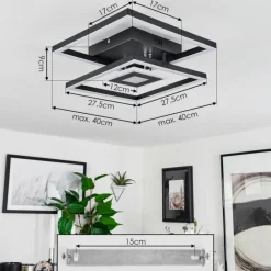 Plafonnier Serzedelo LED Noir, 1 lumière