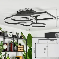 Plafonnier Sistelo LED Noir, 1 lumière