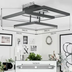 Plafonnier Solaro LED Gris, 1 lumière