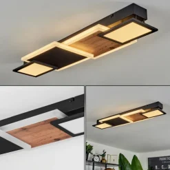 Plafonnier Sourbarie LED Brun, Couleur bois, Noir, 1 lumière