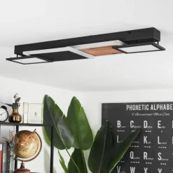 Plafonnier Sourbarie LED Brun, Couleur bois, Noir, 1 lumière