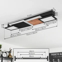 Plafonnier Sourbarie LED Brun, Couleur bois, Noir, 1 lumière